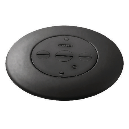 HUBBELL WIRING DEVICE-KELLEMS Electrical Box Cover, Round, Aluminum, Furniture Feed FRF3BK